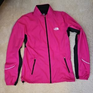 The North Face Pink and Black Ski Jacket with Reflective Trim